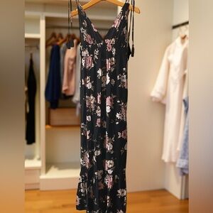 Inspired hearts NWT black floral maxi dress, SZL BoHo,Beach,floral, tassel strap
